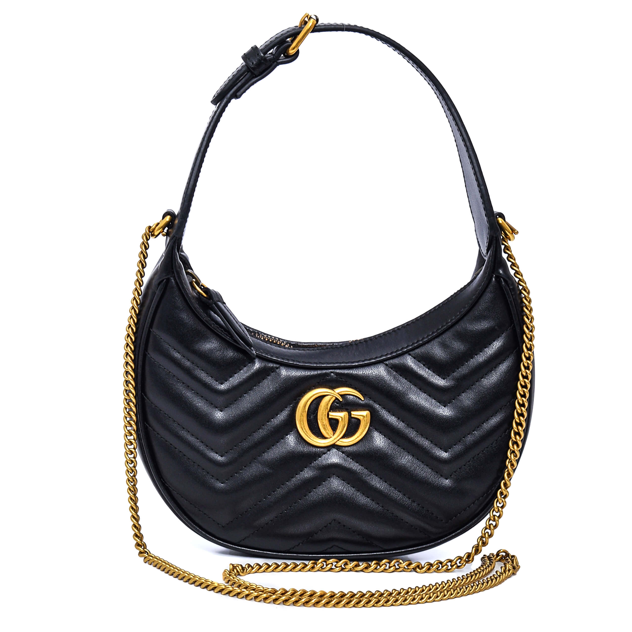 Gucci - Black Marmont Leather Half Moon Mini Bag